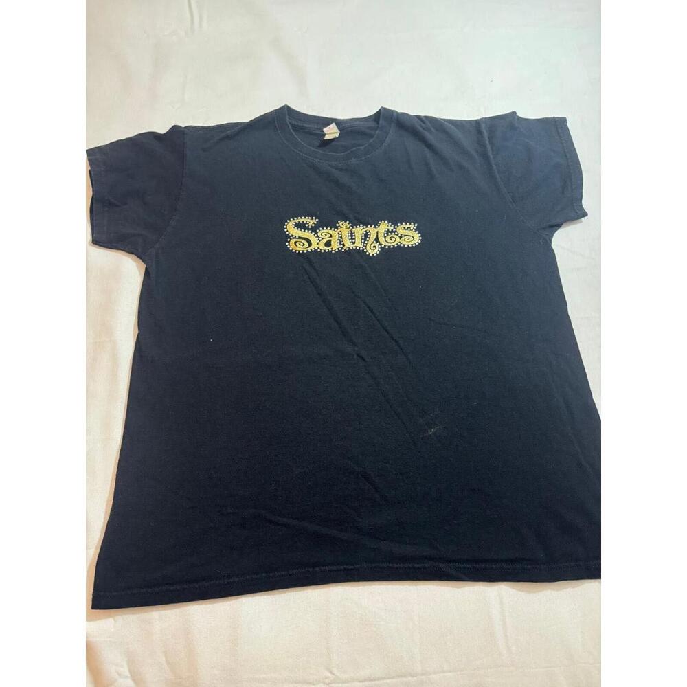 Anvil SAINTS Youth/Boy L Black Pre-Shrunk Crewneck Short Sleeve Pullover T-Shirt